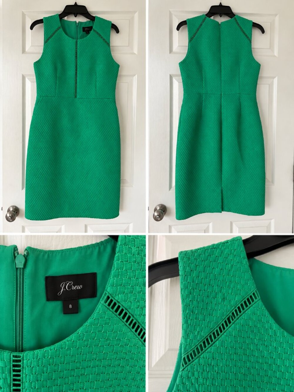 J.Crew Green Textured Midi Dress Size 8 Sleeveless Work Career Dress